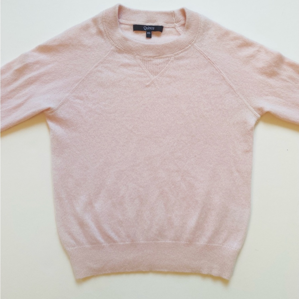 Quince 100% cashmere shrunken sweater, size XS, baby pink
